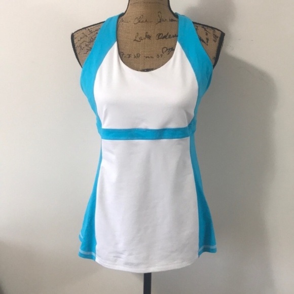 11.Lululemon Run: Fast Track Tank White / Spry Blue 4 - Picture 5 of 8